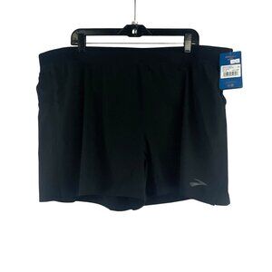 Brooks NWT Mens Sherpa 5" Running Shorts XXL Black Pockets Pull On Athleisure